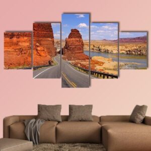 Scenic Desert Drive - Nature 5 Panel Canvas Art Wall Decor