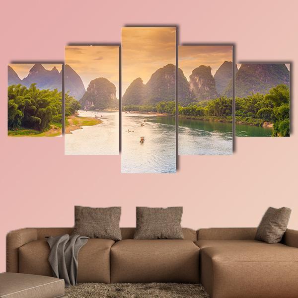 Scenic Guilin Scenery - Nature 5 Panel Canvas Art Wall Decor Scenic Guilin Scenery - Nature 5 Panel Canvas Art Wall Decor