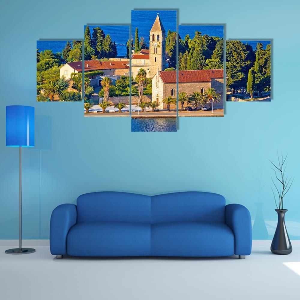 Scenic Island Of Vis Church - Nature 5 Panel Canvas Art Wall Decor Scenic Island Of Vis Church - Nature 5 Panel Canvas Art Wall Decor