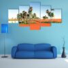 Scenic View Of African Oasis - Nature 5 Panel Canvas Art Wall Decor