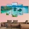 Scenic View Of Islands In Halong Bay - Nature 5 Panel Canvas Art Wall Decor