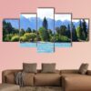 Scenic View Of Lake Wakatipu - Nature 5 Panel Canvas Art Wall Decor