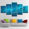 School Of Sharks - Animal 5 Panel Canvas Art Wall Decor