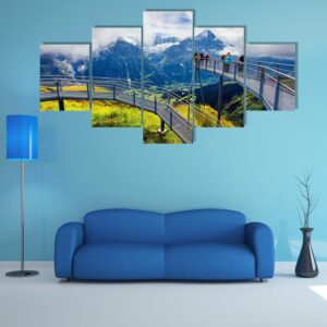 Schreckhorn Mountain In The Morning Mist - Nature 5 Panel Canvas Art Wall Decor