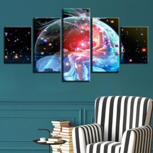 Scorpio Zodiac Astrological Sign - Abstract 5 Panel Canvas Art Wall Decor