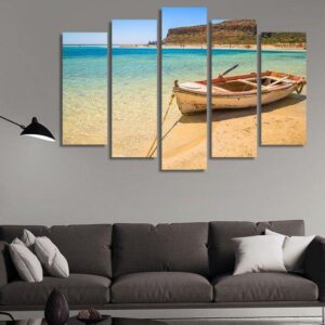Sea And Boat - Space 5 Panel Canvas Art Wall Decor
