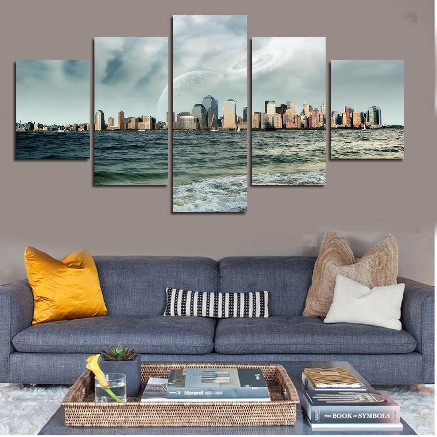 Sea And Sky - Space 5 Panel Canvas Art Wall Decor Sea And Sky - Space 5 Panel Canvas Art Wall Decor