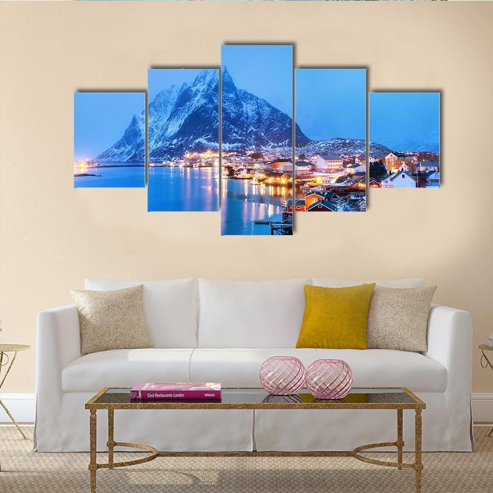 Sea Bay In The Lofoten Islands - Nature 5 Panel Canvas Art Wall Decor Sea Bay In The Lofoten Islands - Nature 5 Panel Canvas Art Wall Decor