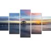 Sea Beach Seascape Bridge Nature Sunset - Nature 5 Panel Canvas Art Wall Decor