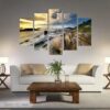 Sea Beach Sunsets - Nature 5 Panel Canvas Art Wall Decor
