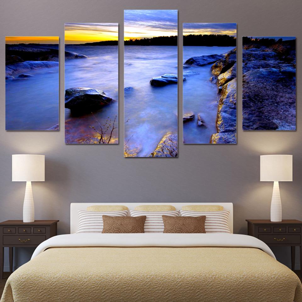 Sea Coast Stone Vision - Ocean 5 Panel Canvas Art Wall Decor Sea Coast Stone Vision - Ocean 5 Panel Canvas Art Wall Decor