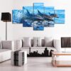 Sea Dolphin Ocean - Animal 5 Panel Canvas Art Wall Decor