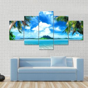 Sea From Tropical Coast - Nature 5 Panel Canvas Art Wall Decor