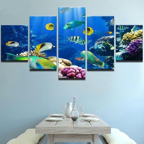 Sea Life - Ocean 5 Panel Canvas Art Wall Decor Sea Life - Ocean 5 Panel Canvas Art Wall Decor