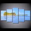 Sea Ocean Guitar Island Reflection Inverted Image - Nature 5 Panel Canvas Art Wall Decor