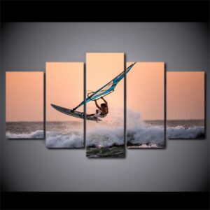 Sea Ocean Surfing - Sport 5 Panel Canvas Art Wall Decor