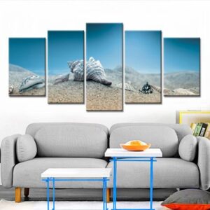 Sea Shells Conch - Animal 5 Panel Canvas Art Wall Decor
