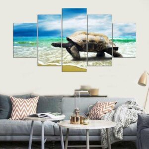 Sea Turtle 02 - Animal 5 Panel Canvas Art Wall Decor