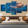 Sea Turtle Dive 01 - Animal 5 Panel Canvas Art Wall Decor
