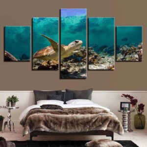 Sea Turtles 11 - Animal 5 Panel Canvas Art Wall Decor