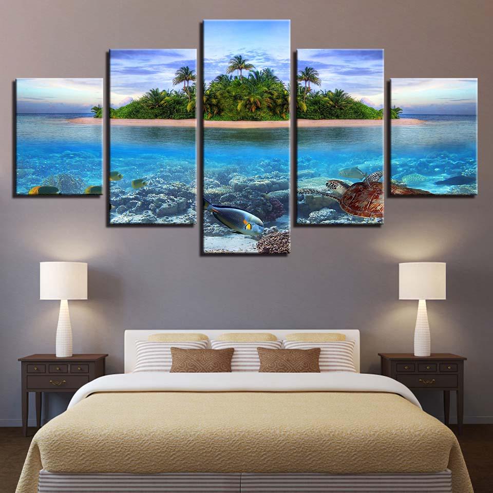 Sea Turtles 8 - Animal 5 Panel Canvas Art Wall Decor Sea Turtles 8 - Animal 5 Panel Canvas Art Wall Decor