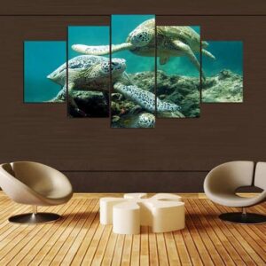 Sea Turtles - Ocean 5 Panel Canvas Art Wall Decor