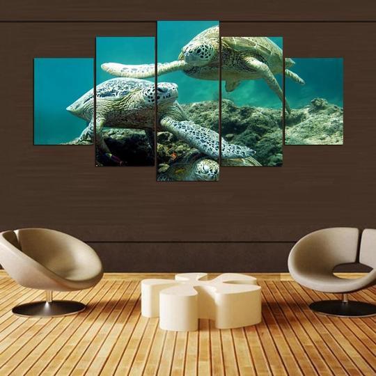 Sea Turtles - Ocean 5 Panel Canvas Art Wall Decor Sea Turtles - Ocean 5 Panel Canvas Art Wall Decor