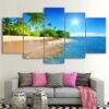 Sea Water Palm Trees Sunshine - Space 5 Panel Canvas Art Wall Decor