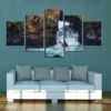 Sea Wave 3 - Space 5 Panel Canvas Art Wall Decor