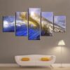 Sea Wave 5 - Space 5 Panel Canvas Art Wall Decor