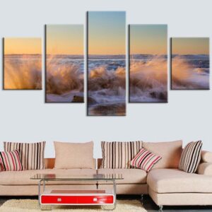 Sea Wave 7 - Space 5 Panel Canvas Art Wall Decor