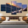 Sea Waves Sunrise 2 - Space 5 Panel Canvas Art Wall Decor
