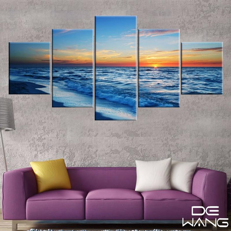 Sea Waves - Space 5 Panel Canvas Art Wall Decor Sea Waves - Space 5 Panel Canvas Art Wall Decor