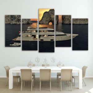 Sea Yacht - Space 5 Panel Canvas Art Wall Decor