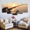 Sea fishing Sunset - Fishing 5 Panel Canvas Art Wall Decor