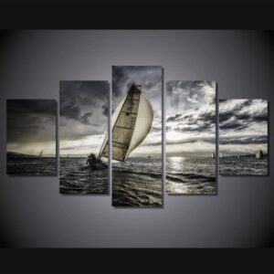 Sea sailing clouds - Nature 5 Panel Canvas Art Wall Decor