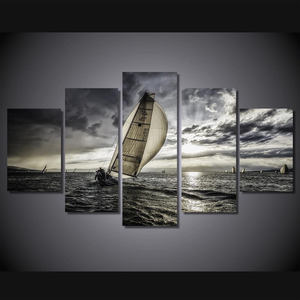 Sea sailing clouds - Nature 5 Panel Canvas Art Wall Decor Sea sailing clouds - Nature 5 Panel Canvas Art Wall Decor