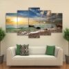 Seagull Shore Ocean - Nature 5 Panel Canvas Art Wall Decor