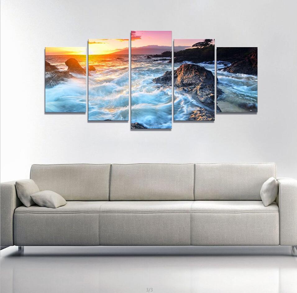 Seascape 12 - Space 5 Panel Canvas Art Wall Decor Seascape 12 - Space 5 Panel Canvas Art Wall Decor