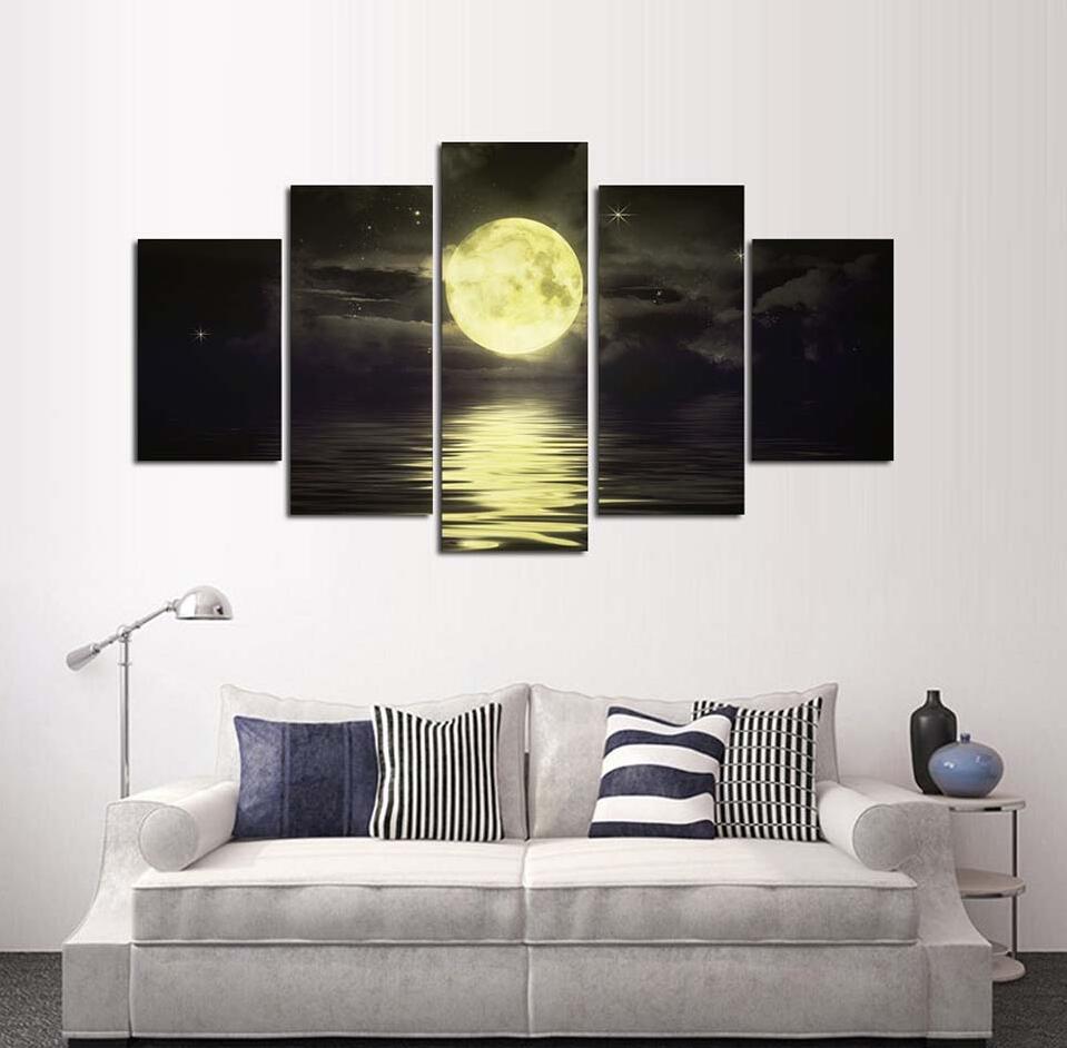 Seascape 5 - Space 5 Panel Canvas Art Wall Decor Seascape 5 - Space 5 Panel Canvas Art Wall Decor