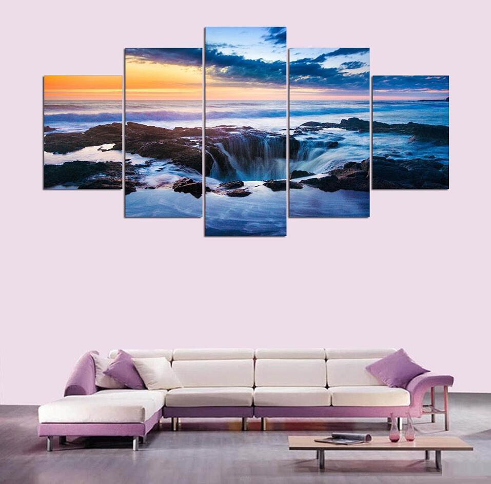 Seascape 6 - Space 5 Panel Canvas Art Wall Decor Seascape 6 - Space 5 Panel Canvas Art Wall Decor