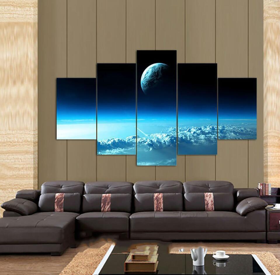 Seascape 9 - Space 5 Panel Canvas Art Wall Decor Seascape 9 - Space 5 Panel Canvas Art Wall Decor