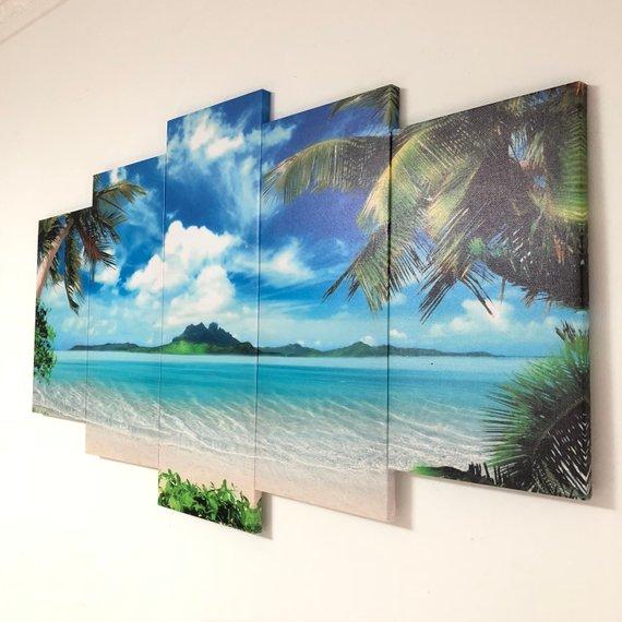 Seascape Beach 3 - Nature 5 Panel Canvas Art Wall Decor Seascape Beach 3 - Nature 5 Panel Canvas Art Wall Decor