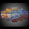 Seascape Beach Ocean Gulf At Sunset - Nature 5 Panel Canvas Art Wall Decor