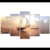 Seascape Sailing Boat - Space 5 Panel Canvas Art Wall Decor