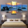 Seascape Sunrise 01 - Space 5 Panel Canvas Art Wall Decor