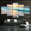 Seascape Sunset Beach Sea Wave 02 - Nature 5 Panel Canvas Art Wall Decor