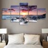 Seascape Sunset - Nature 5 Panel Canvas Art Wall Decor
