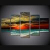Seascape sunset beach sea shore - Space 5 Panel Canvas Art Wall Decor