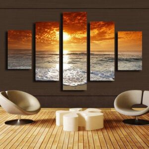 Seascape - Space 5 Panel Canvas Art Wall Decor